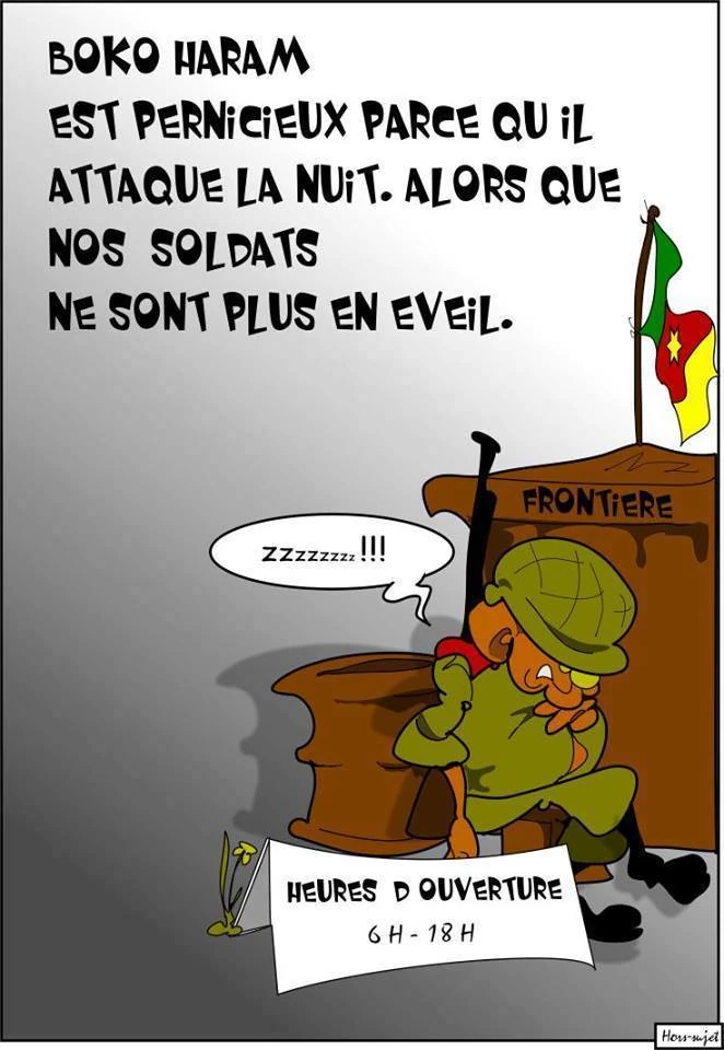 Dessin sur Boko Haram et la frontière.