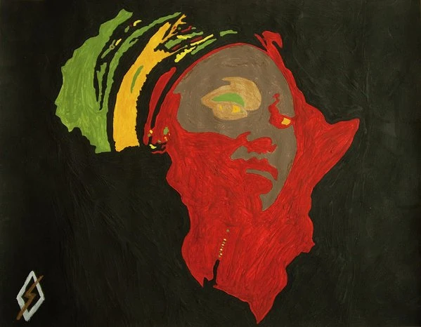 Portrait peint aux couleurs africaines, visuel associé à Au(x) fil(s) du temps.