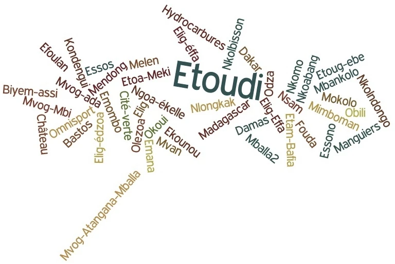 Nuage de mots autour d’Etoudi.