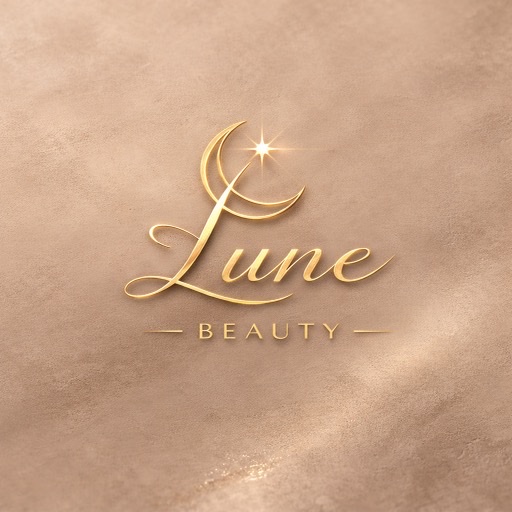 Univers visuel Lune Beauty en doré sur fond rose poudré